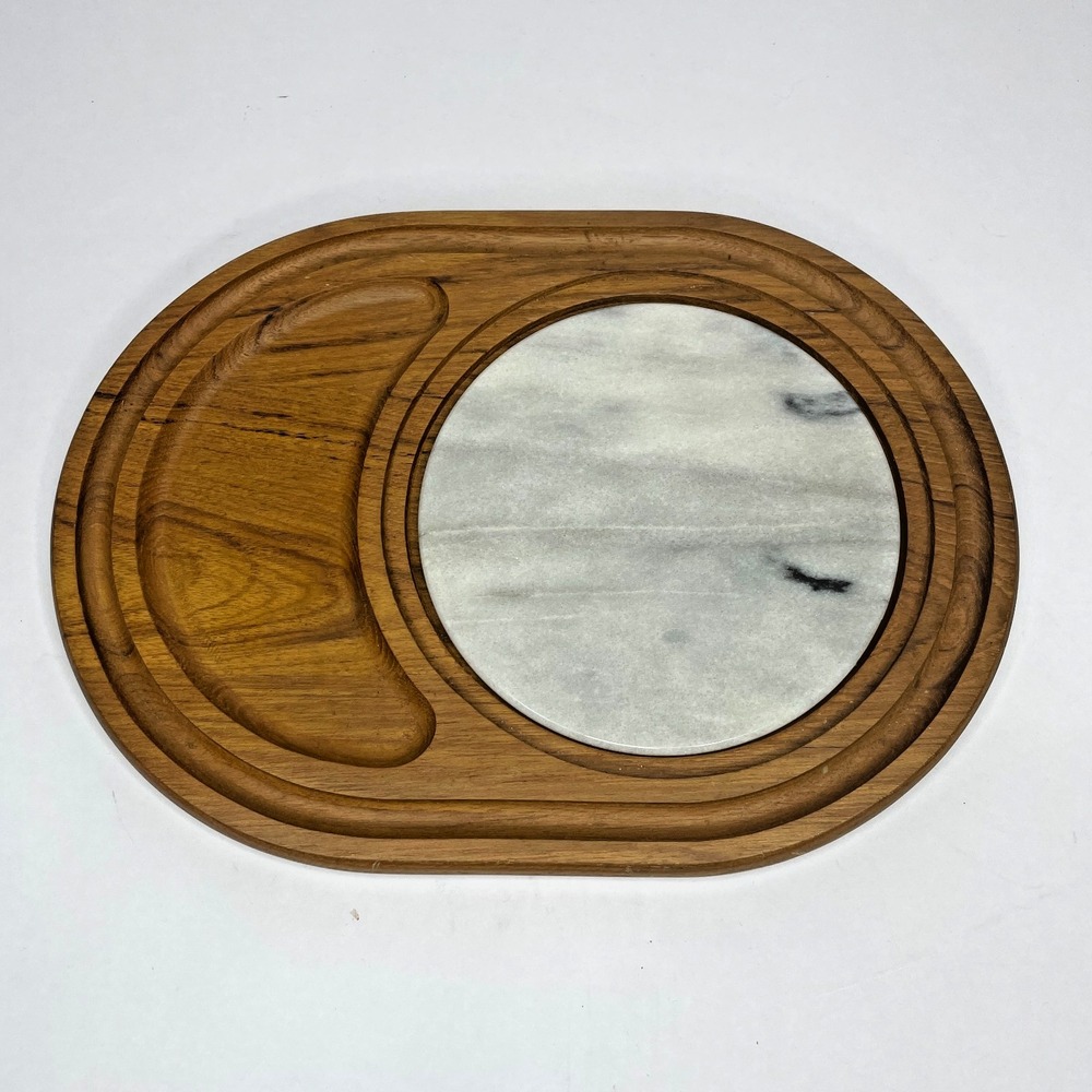 DOLPHIN Teakwood Cutting  Cheese Board Charcuterie Tray Marble‎ Serving Platter